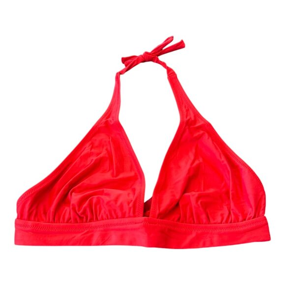 J Crew Halter Tie Back Bikini Top Size Medium Red Swim V Neck - Picture 1 of 5